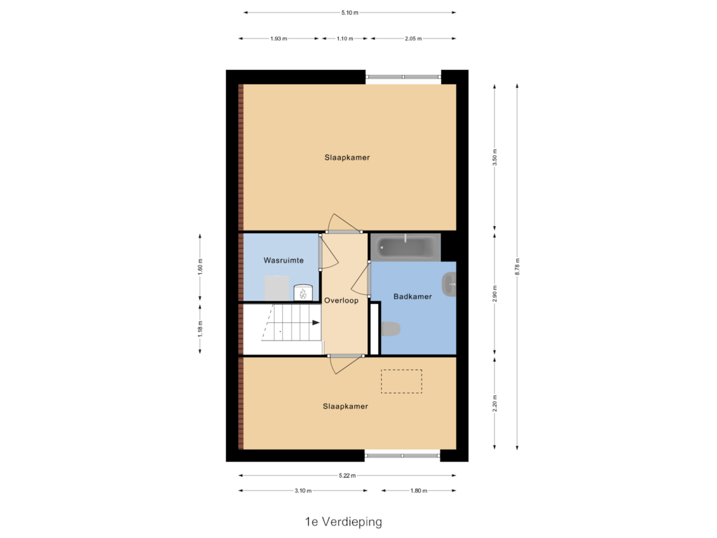 Bekijk plattegrond van 1e Verdieping van Dwarsweg 67