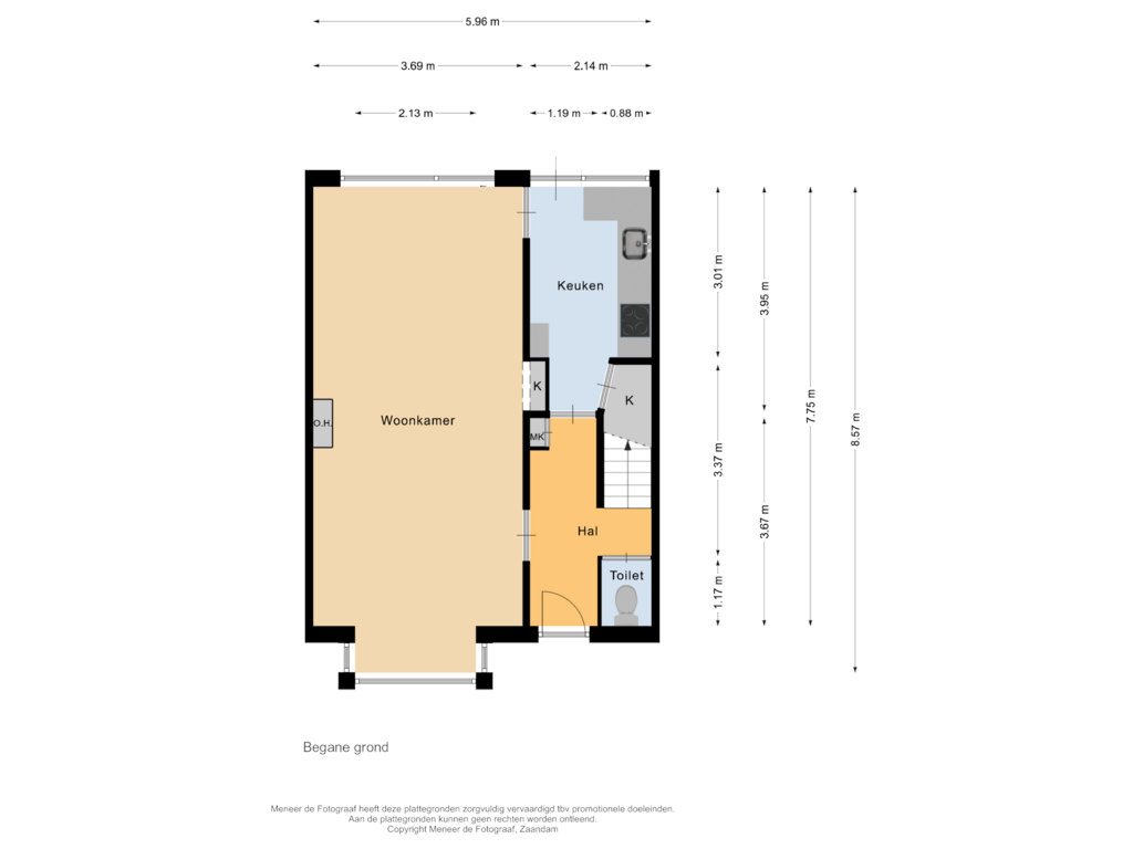 View floorplan of Begane grond of Prinses Christinalaan 113