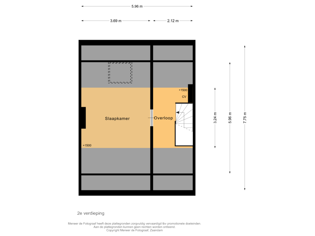 View floorplan of 2e verdieping of Prinses Christinalaan 113