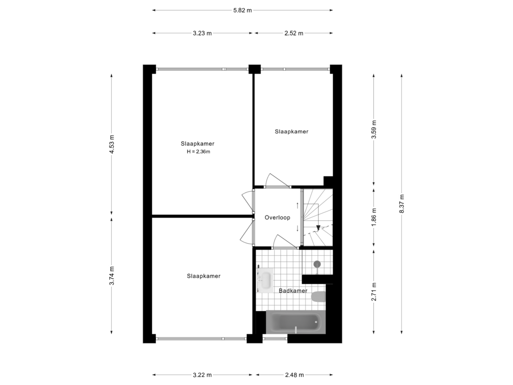 View floorplan of 1e Verdieping of Zijpendaal 13