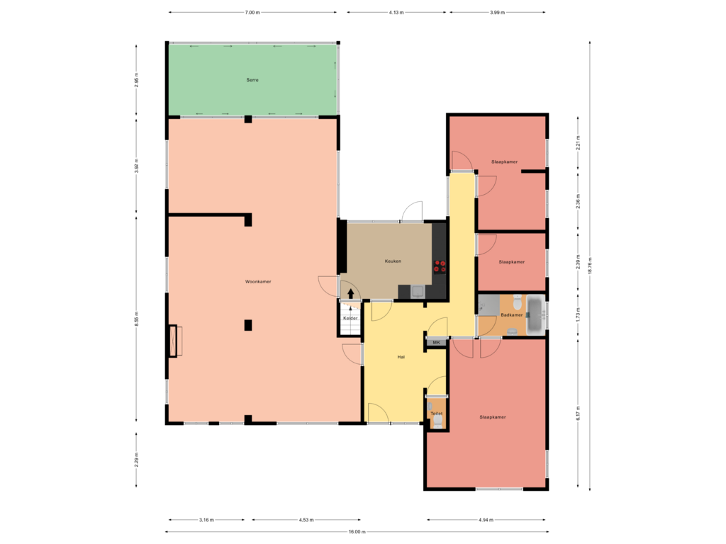 Bekijk plattegrond van Begane grond van Nabben 12