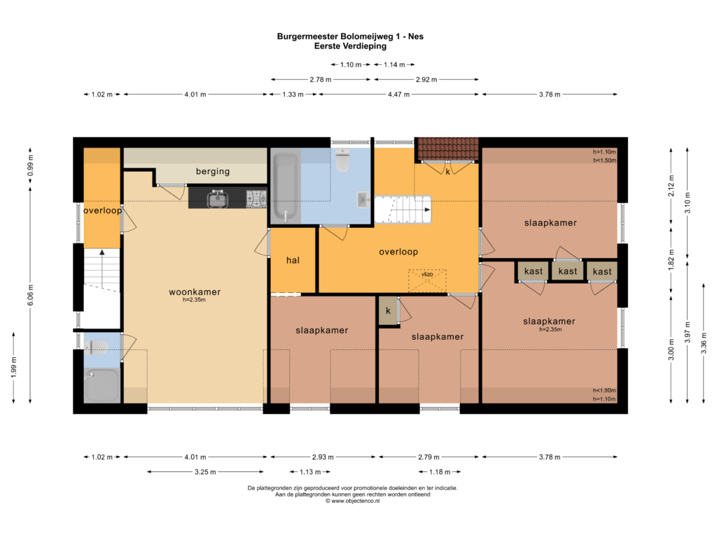 Bekijk plattegrond van EERSTE VERDIEPING van Burgemeester Bolomeijweg 1