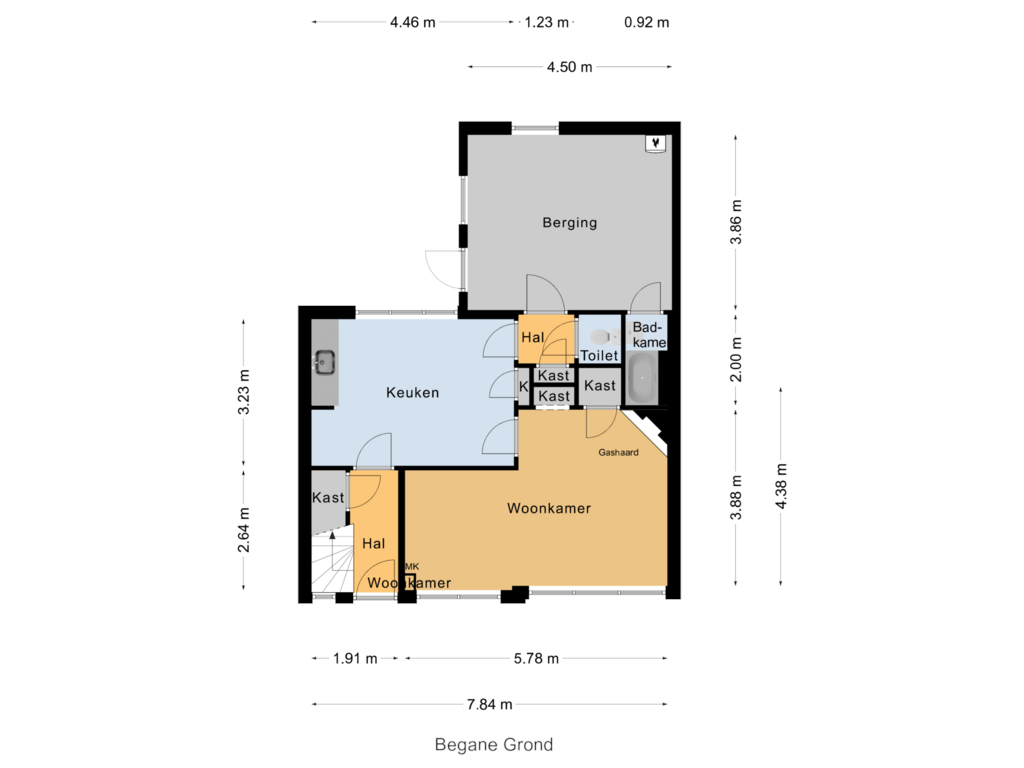 View floorplan of Begane Grond of Hoenderstraat 18