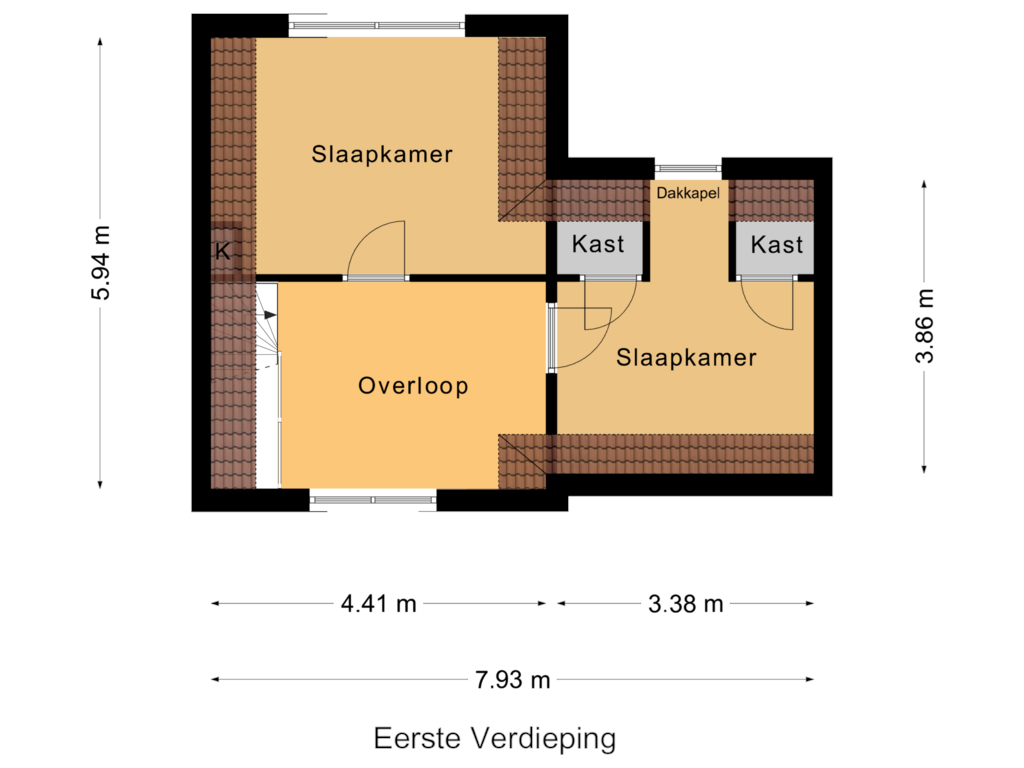 View floorplan of Eerste Verdieping of Hoenderstraat 18