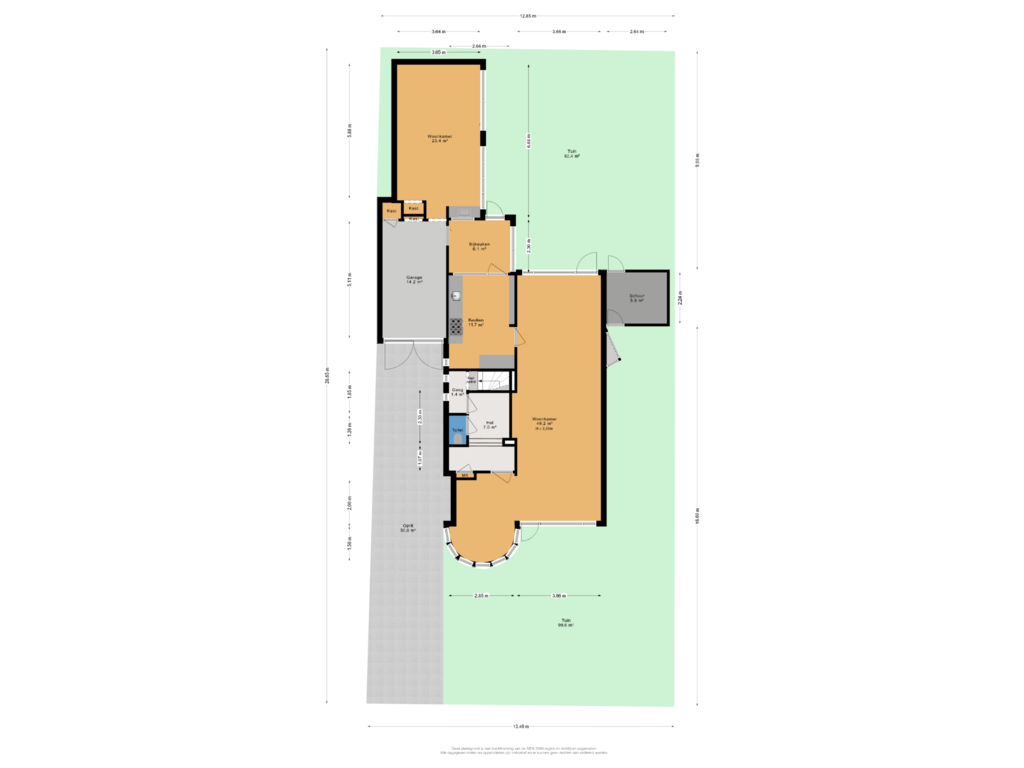 Bekijk plattegrond van begane grond perceel van Prinses Margrietlaan 8