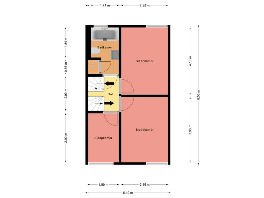 View floorplan of Eerste verdieping of Mariadal 34