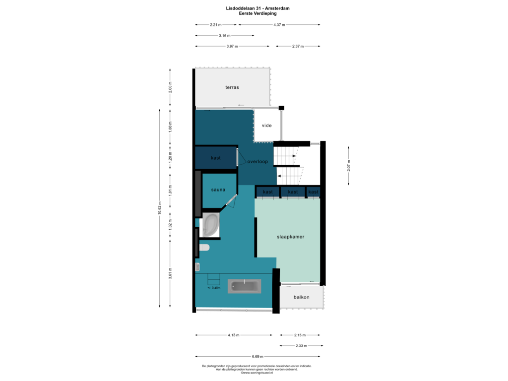 View floorplan of EERSTE VERDIEPING of Lisdoddelaan 31