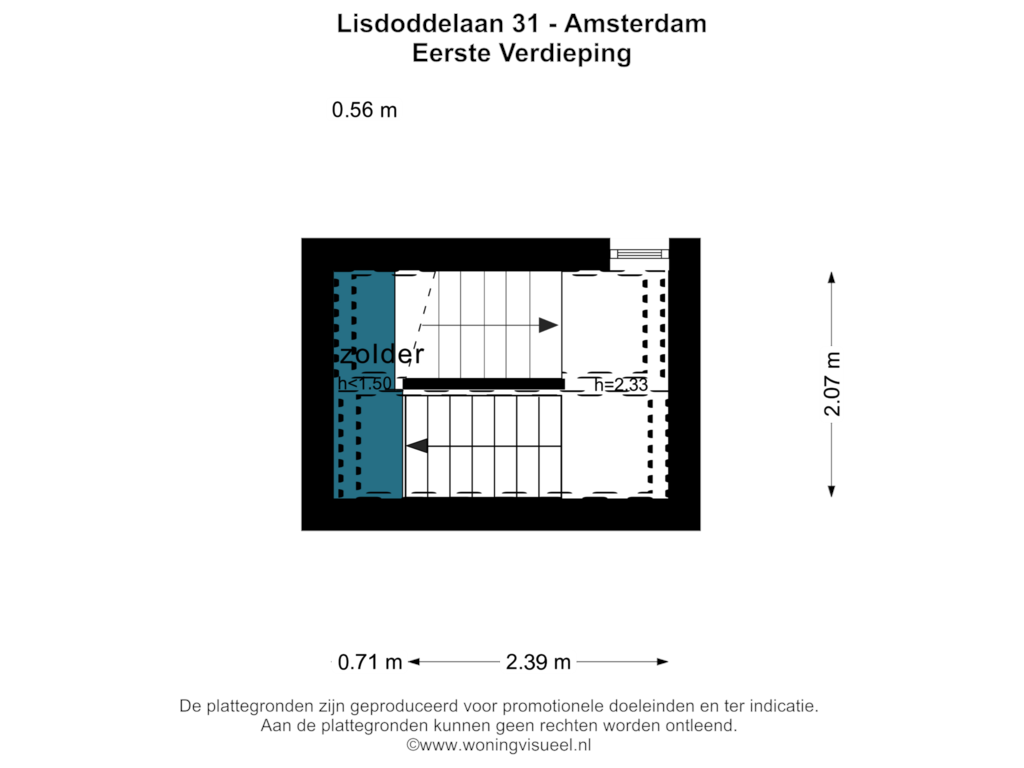 View floorplan of TWEEDE VERDIEPING of Lisdoddelaan 31