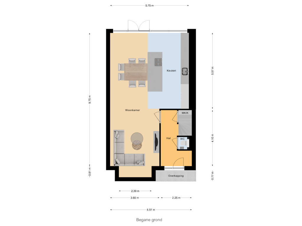 View floorplan of Begane grond of Holbeekstraat 16