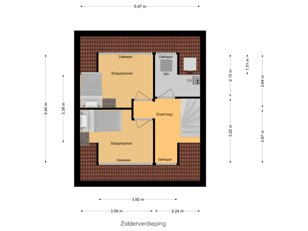 View floorplan of Zolderverdieping of Holbeekstraat 16