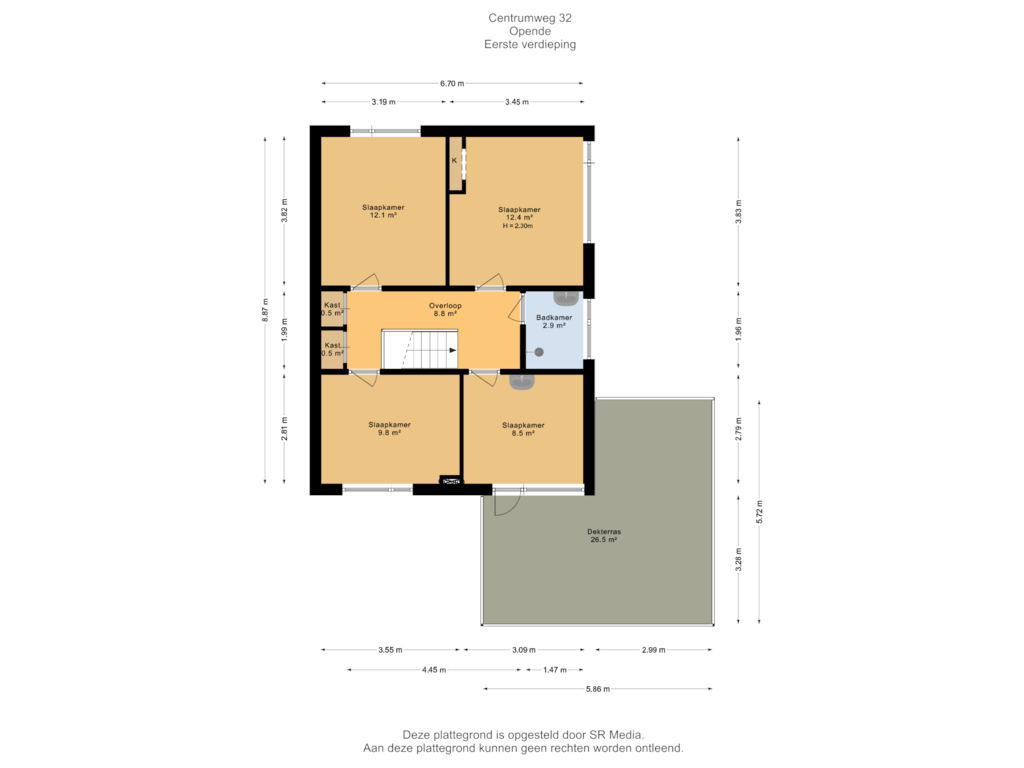 View floorplan of Eerste verdieping of Centrumweg 32