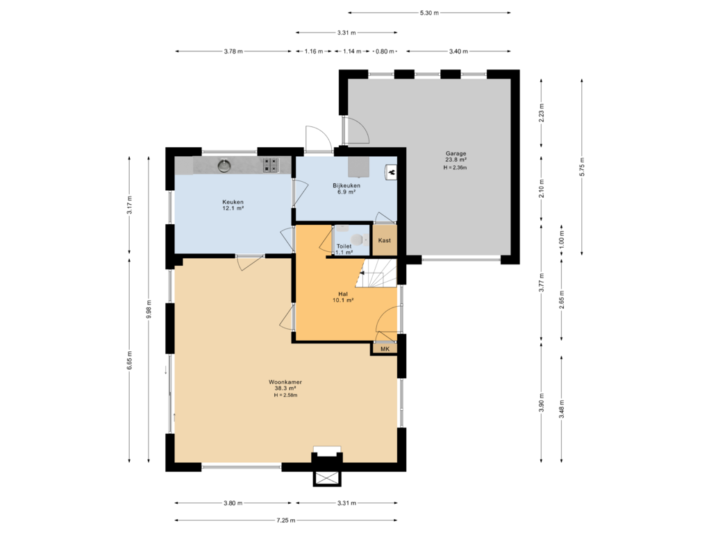 Bekijk plattegrond van Begane grond van Uilke Reitseswei 22