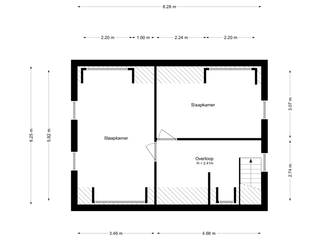 Bekijk plattegrond van 1e Verdieping van Noord Kraaijertsedijk 5