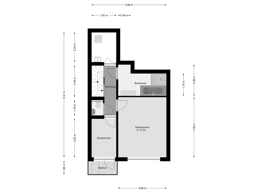 Bekijk plattegrond van 3e Verdieping van Mathenesserweg 128-C