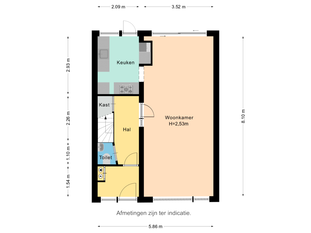 Bekijk plattegrond van Begane grond van Prinses Marijkelaan 1