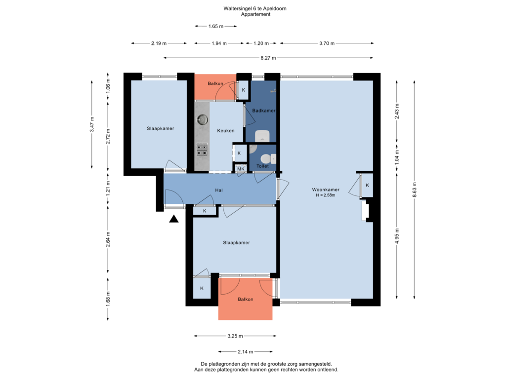 Bekijk plattegrond van Appartement  van Waltersingel 6