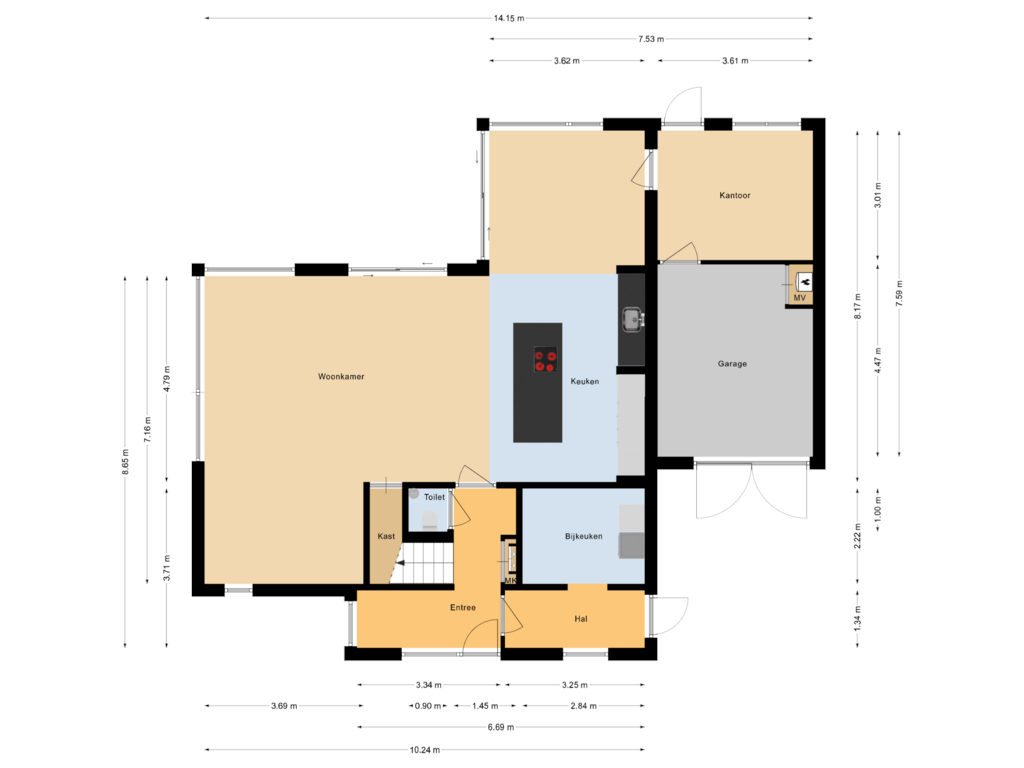 Bekijk plattegrond van Begane grond van Marcelis van Bemmelstraat 3