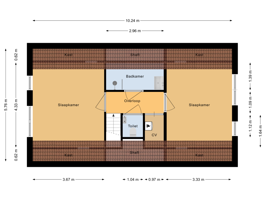 Bekijk plattegrond van Tweede verdieping van Marcelis van Bemmelstraat 3