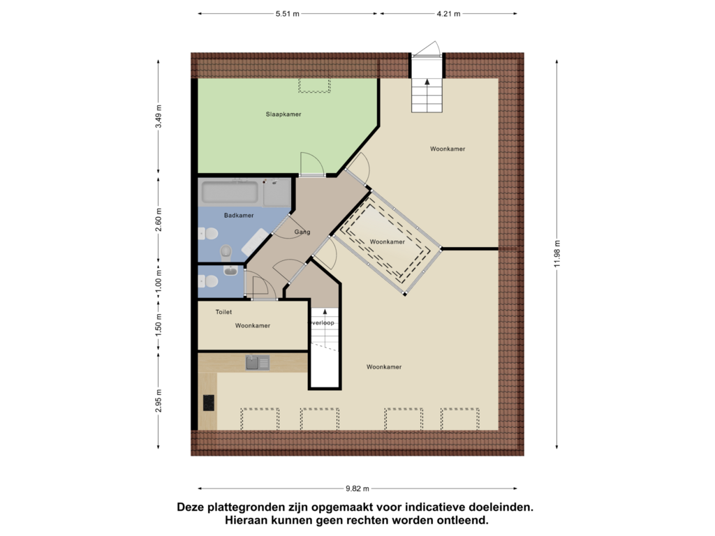 Bekijk plattegrond van Verdieping van Vogelstraat 15-B