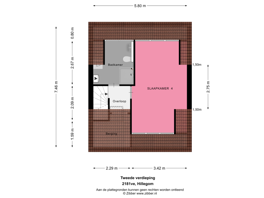 Bekijk plattegrond van Tweede verdieping van Troelstralaan 21