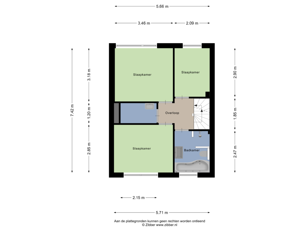 View floorplan of Eerste verdieping of Merelstraat 13