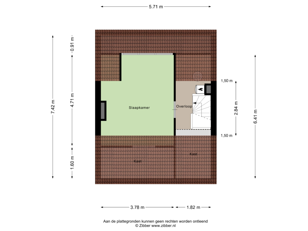 View floorplan of Tweede verdieping of Merelstraat 13