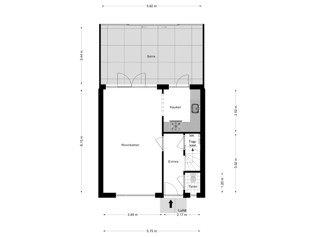 View floorplan of Begane Grond of Hendrik Mandestraat 11