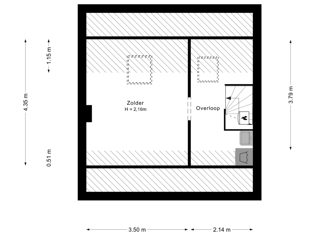 View floorplan of 2e Verdieping of Hendrik Mandestraat 11