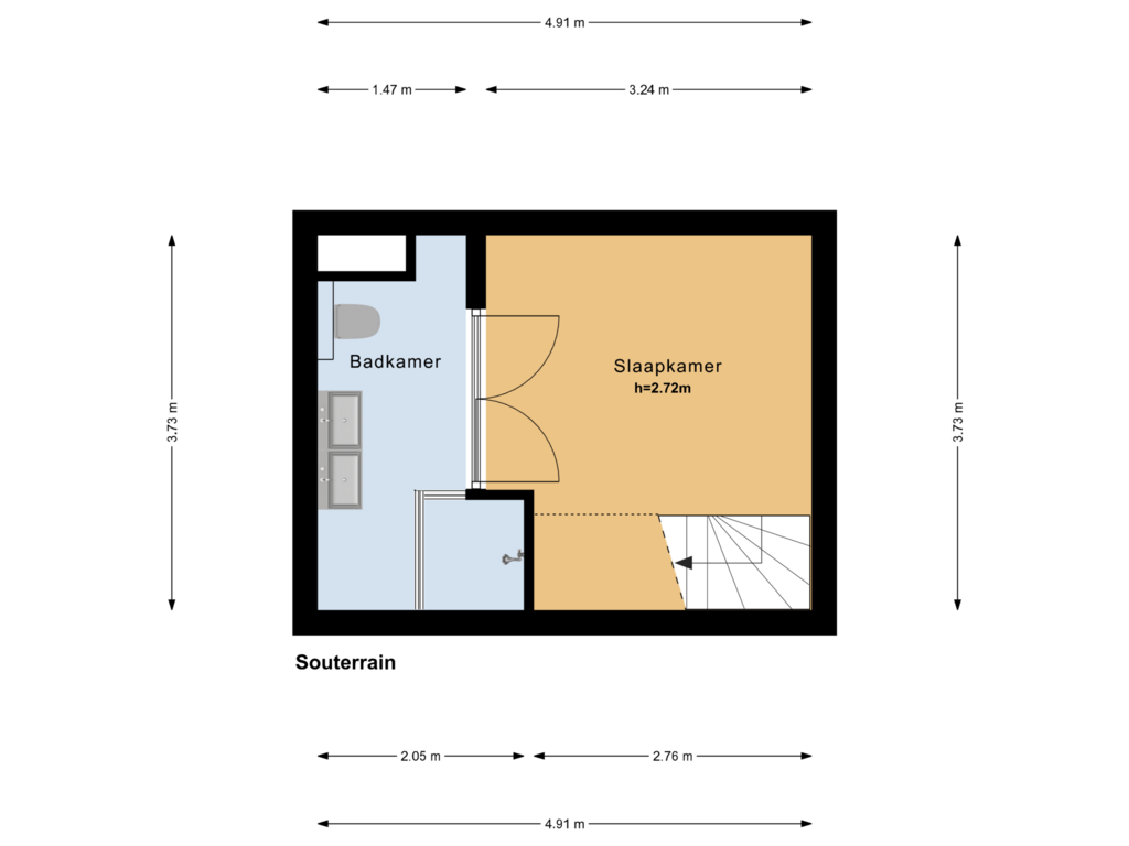 View floorplan of Souterrain of Daniël Stalpertstraat 41-A