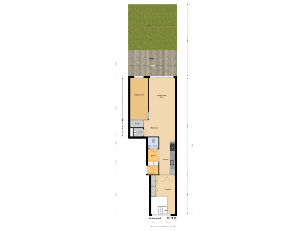 View floorplan of Begane grond OPTIE of Daniël Stalpertstraat 41-A