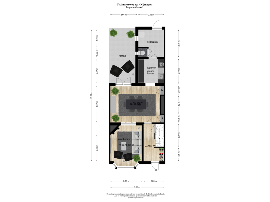 Bekijk plattegrond van BEGANE GROND van d'Almarasweg 171