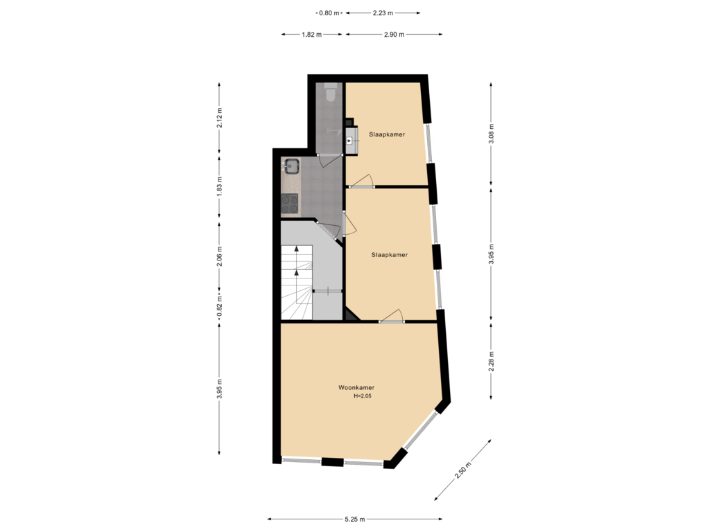 View floorplan of Appartement of Noorderbeekdwarsstraat 108