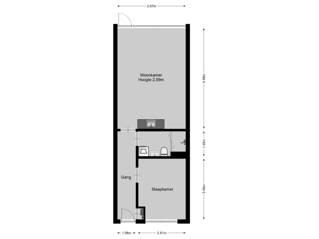 Bekijk plattegrond van Begane grond van Heidestraat 15-4