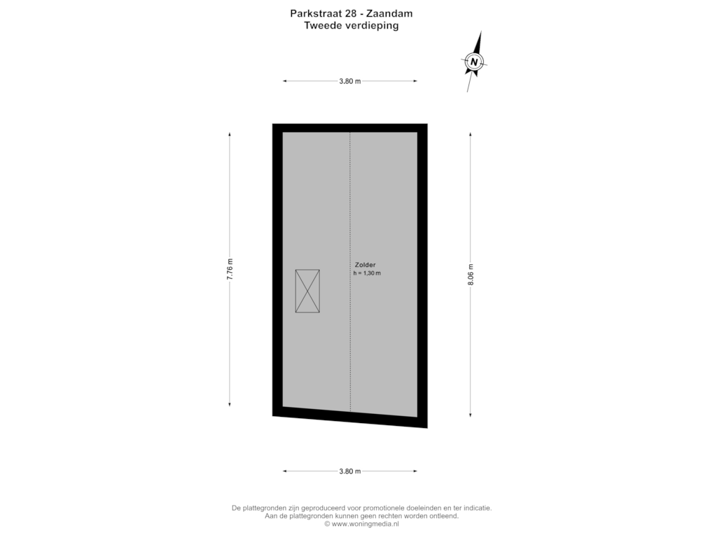 Bekijk plattegrond van Tweede verdieping van Parkstraat 28