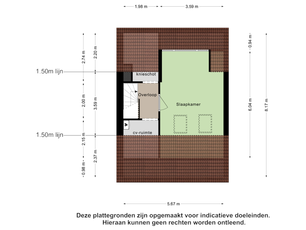 Bekijk plattegrond van Tweede Verdieping van Beethovenlaan 17