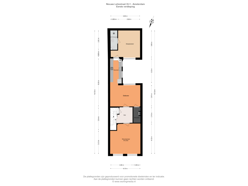 Bekijk plattegrond van Eerste verdieping van Nieuwe Leliestraat 35-1