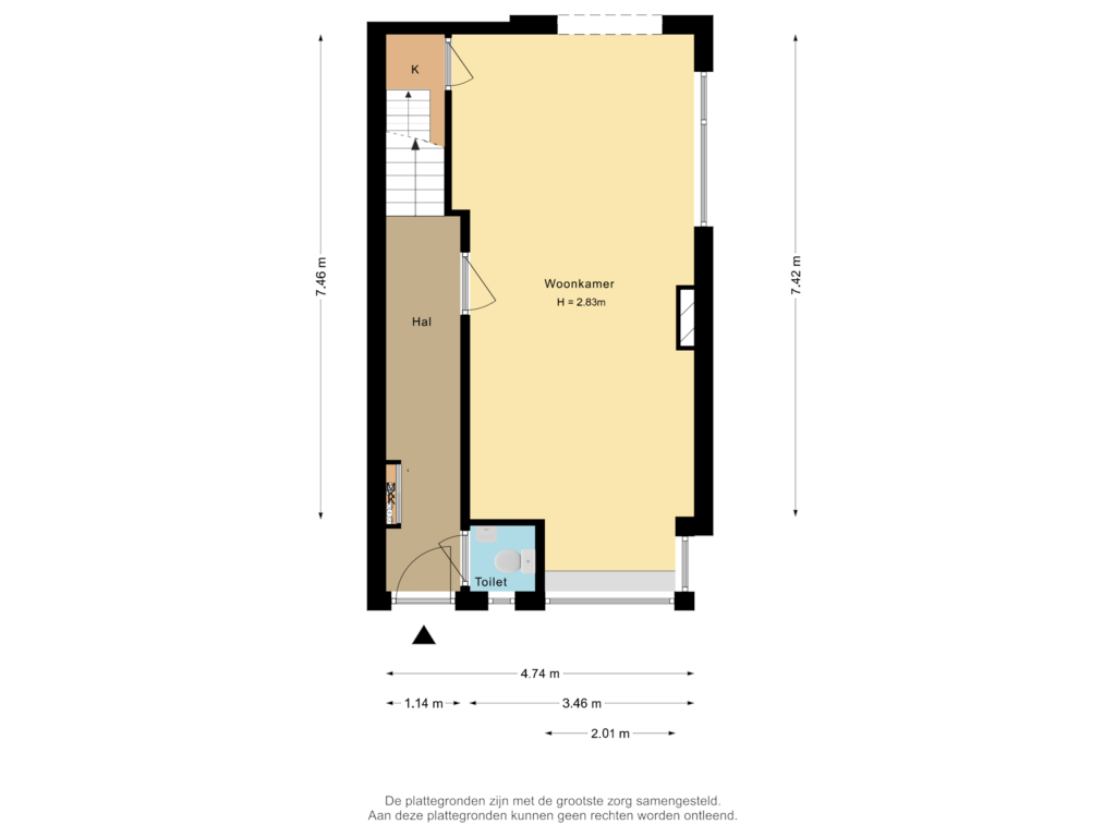 View floorplan of Begane grond of Vlijtseweg 33-2