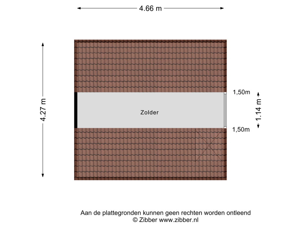 Bekijk plattegrond van Zolder van Tsjerkebuorren 15