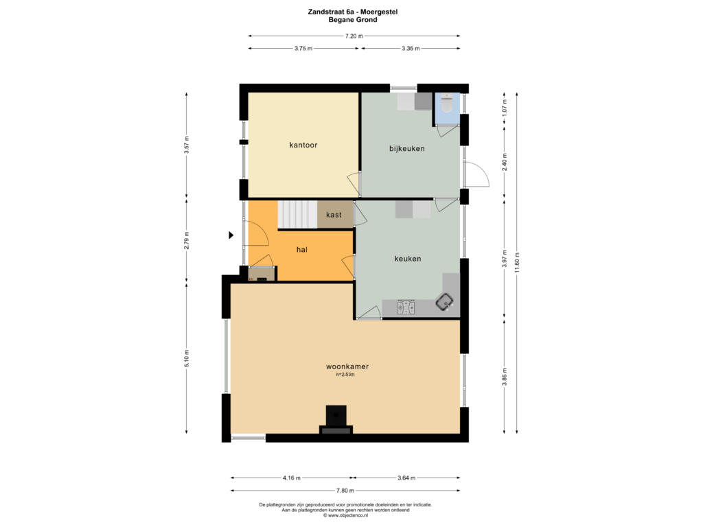 Bekijk plattegrond van Begane Grond van Zandstraat 6-A