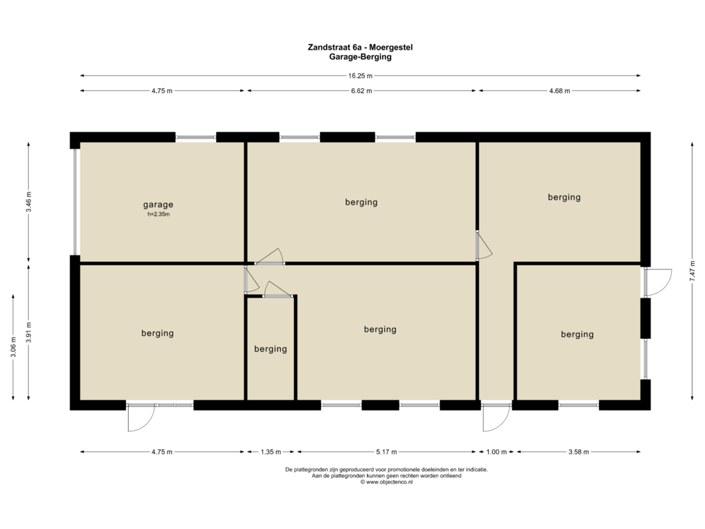 Bekijk plattegrond van Garage-Berging van Zandstraat 6-A