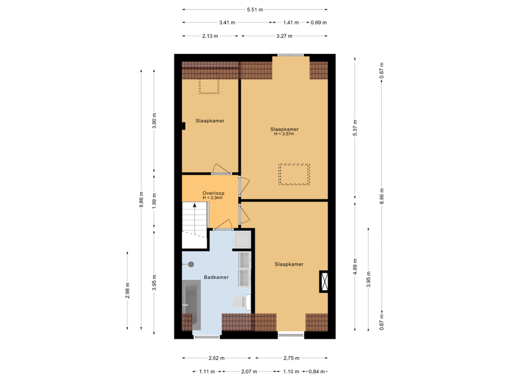 Bekijk plattegrond van Tweede verdieping van Coltermanstraat 12-RD