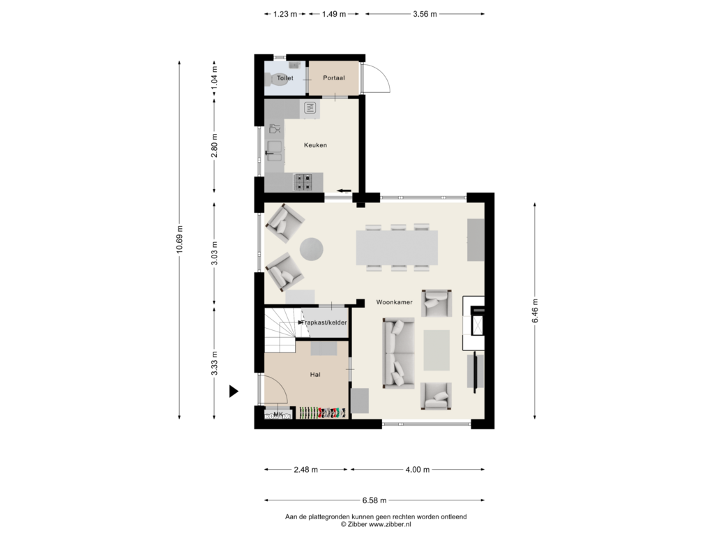 Bekijk plattegrond van Begane grond van Klokdijk 16