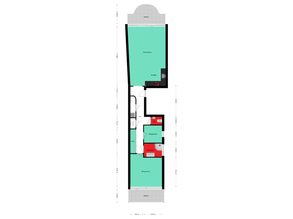 Bekijk plattegrond van Appartement van Koornstraat 26-B