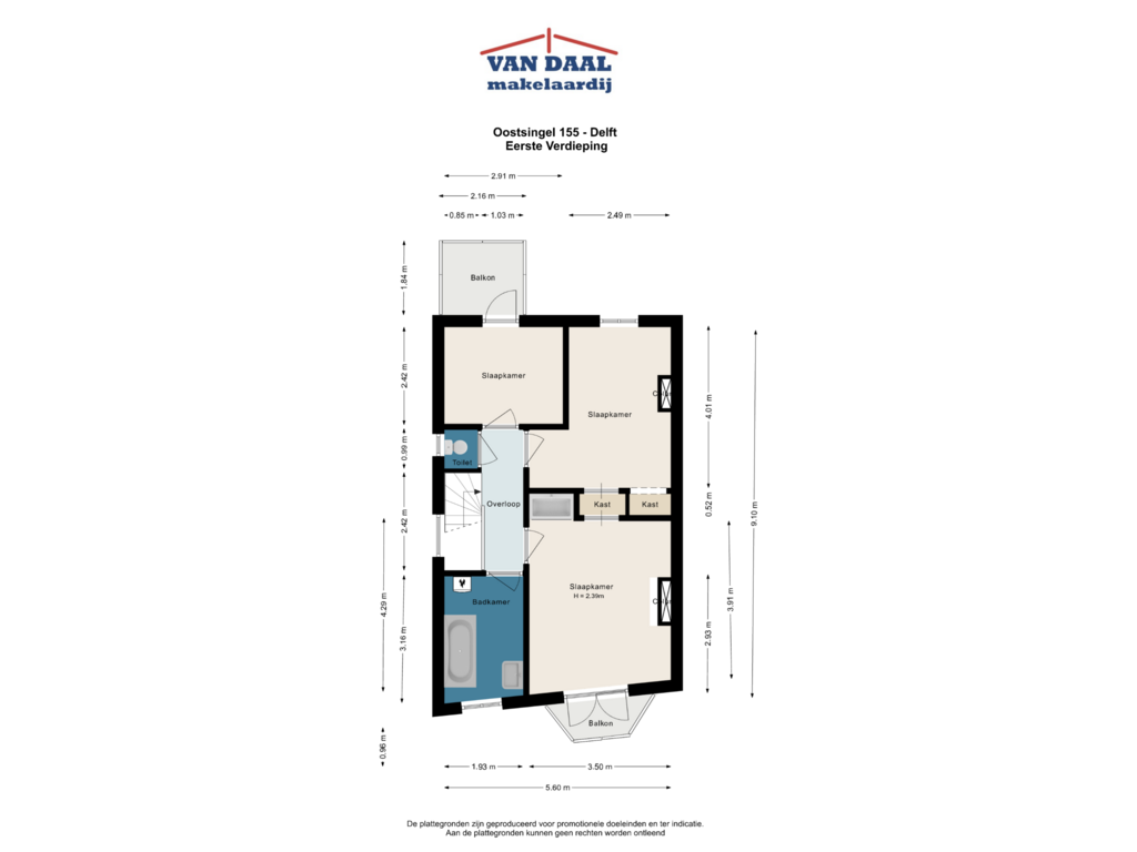 Bekijk plattegrond van Eerste verdieping van Oostsingel 155