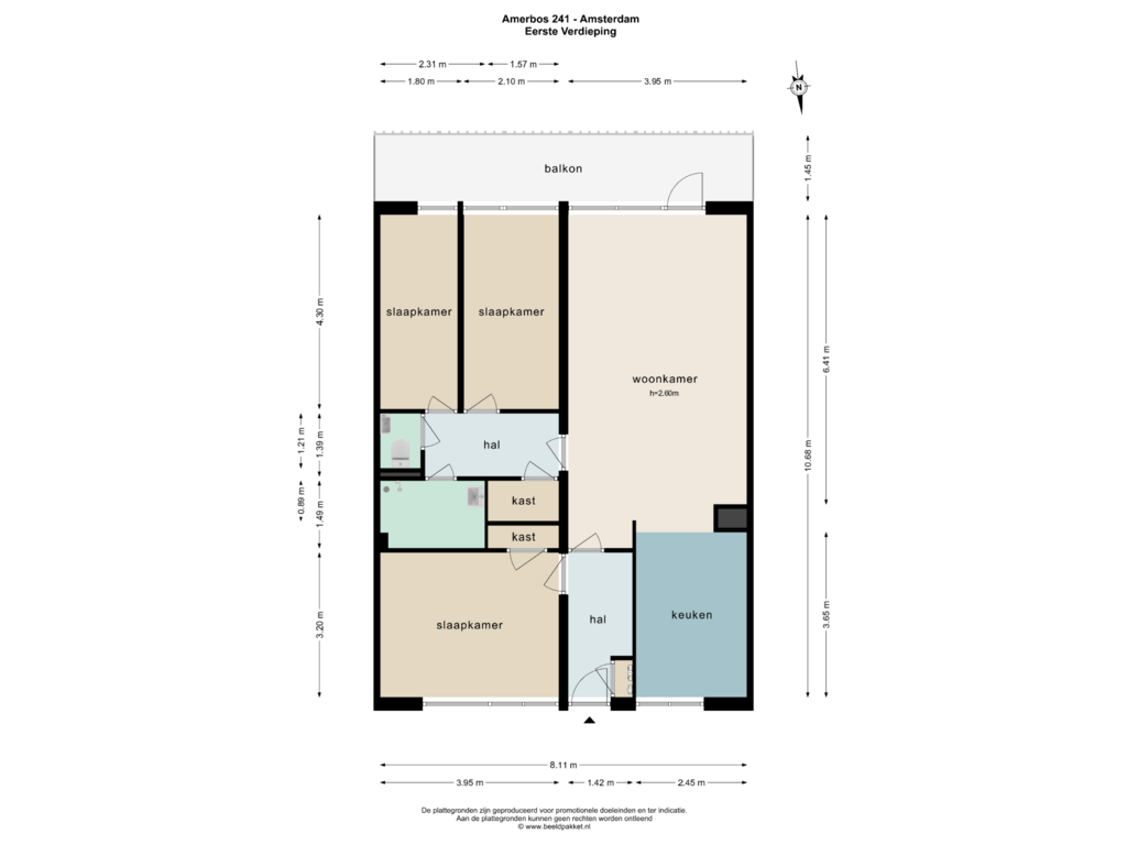 View floorplan of EERSTE VERDIEPING of Amerbos 241