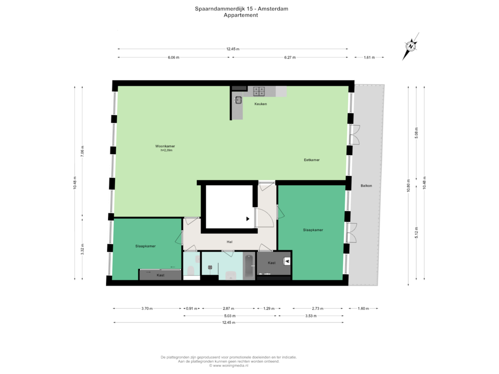 Bekijk plattegrond van Appartement van Spaarndammerdijk 15-C