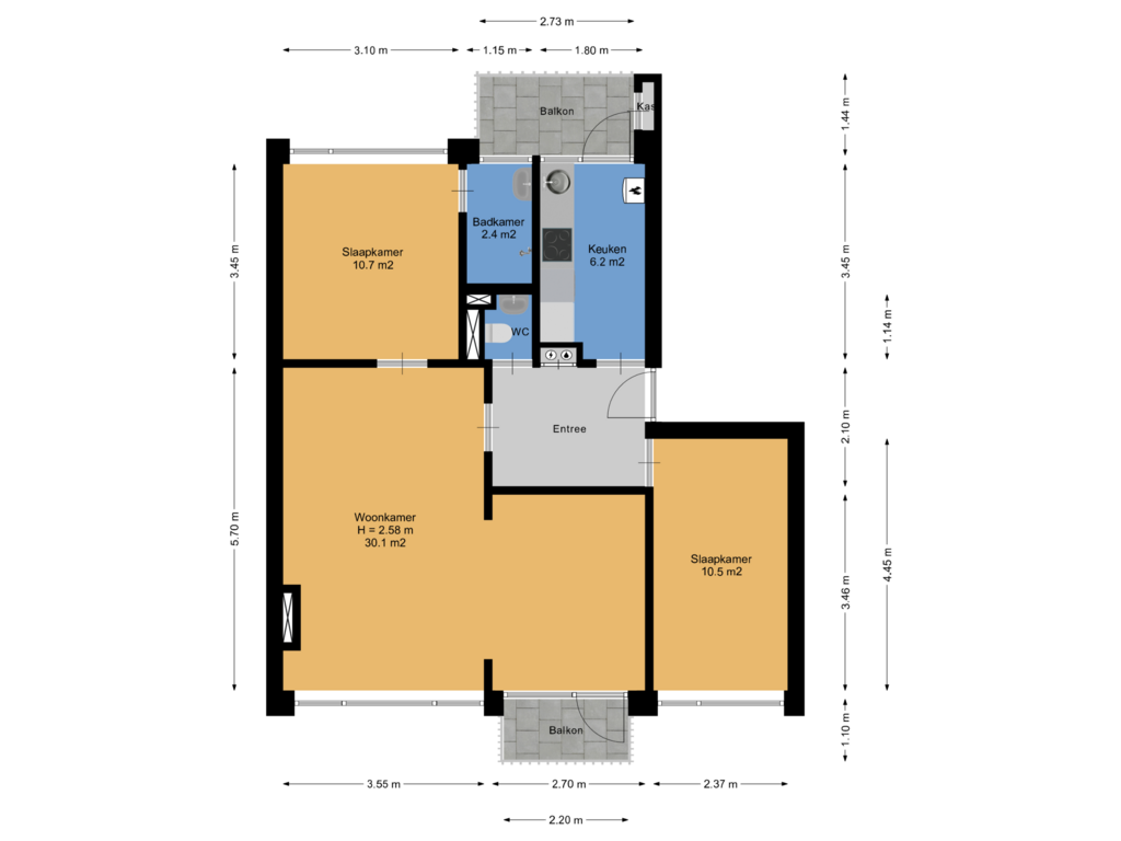 Bekijk plattegrond van Appartement van Nijlânsdyk 89-B