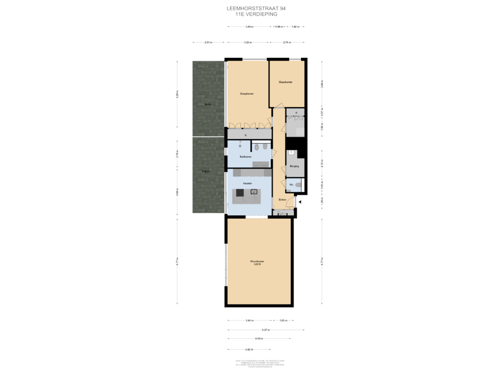 Bekijk plattegrond van 11E Verdieping van Leemhorststraat 94