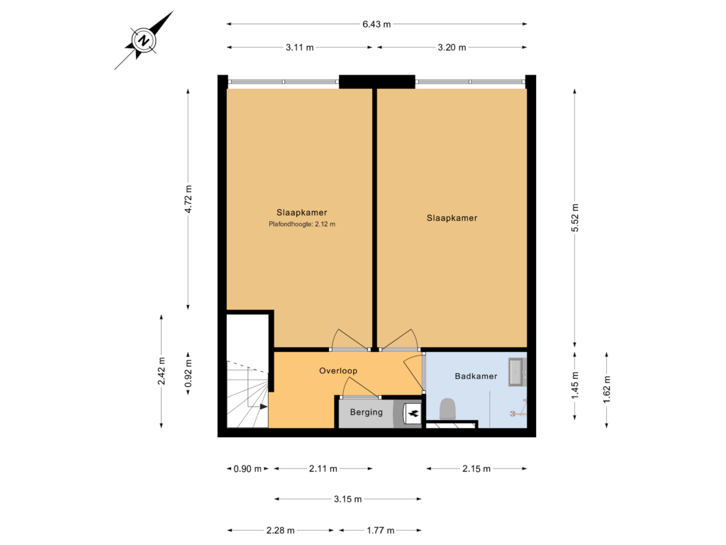 Bekijk plattegrond van 1e verdieping van Tochtstraat 5-C