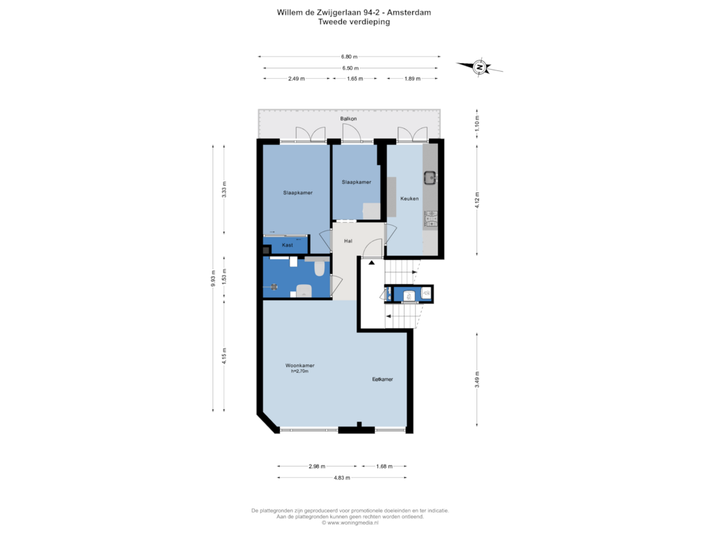 Bekijk plattegrond van Tweede verdieping van Willem de Zwijgerlaan 94-2